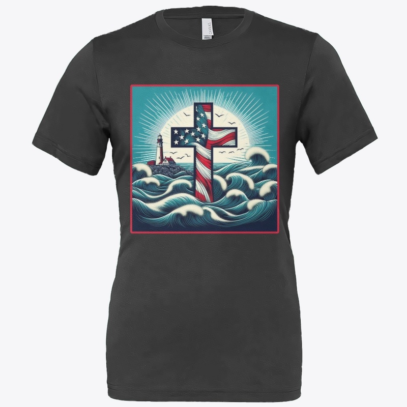 Cross Flag Faith Lighthouse July 04th