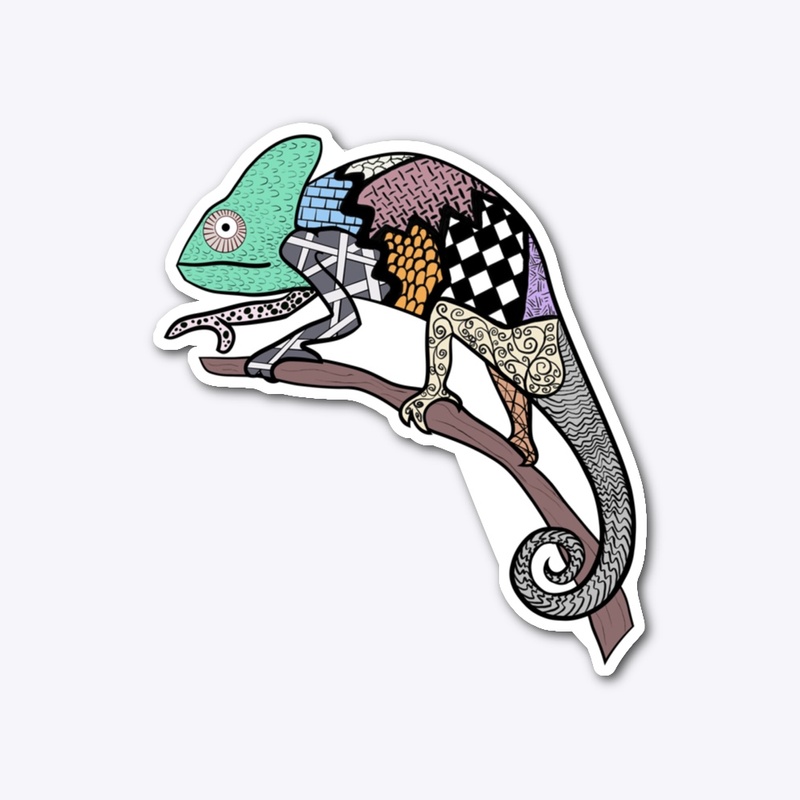 Cute Chameleon Changes Color with Art