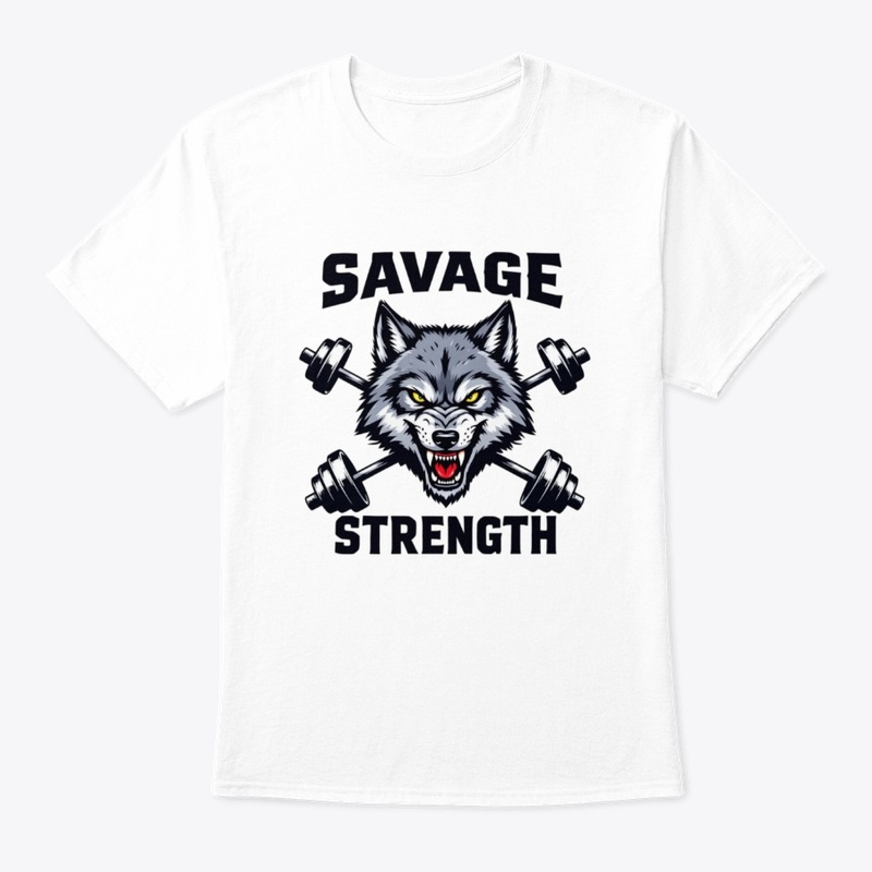 Savage Strength – Wolf & Barbell T-Shirt