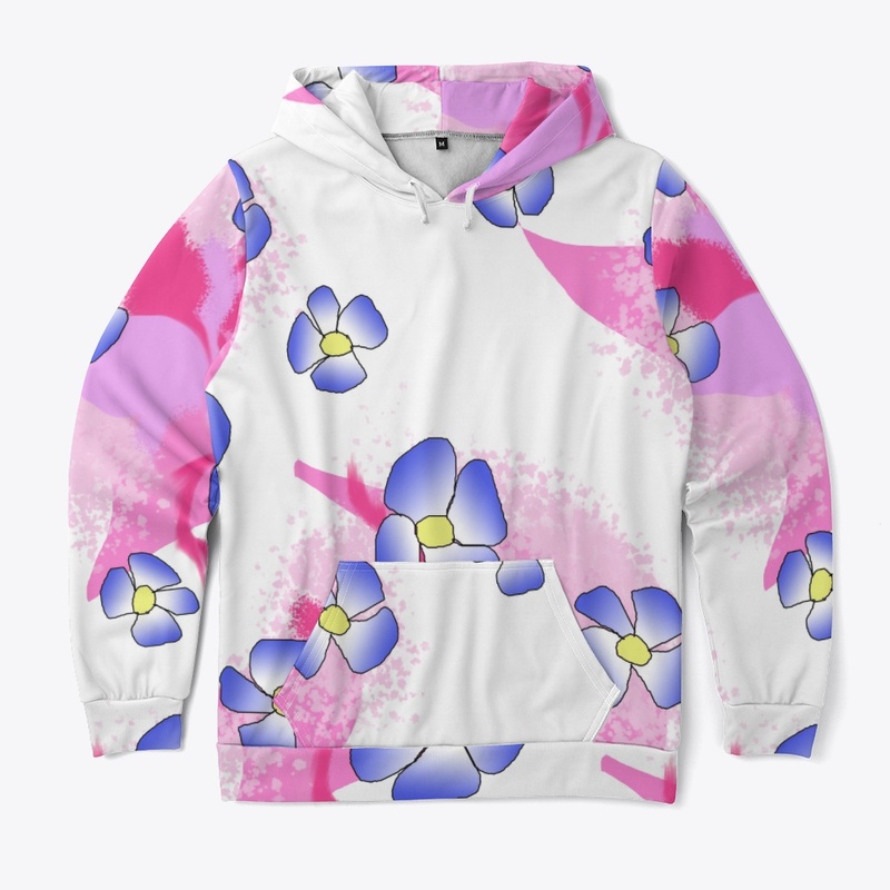 Blue Flowers On Pink