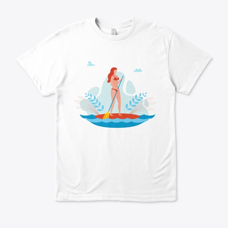 SUP paddle board woman illustration