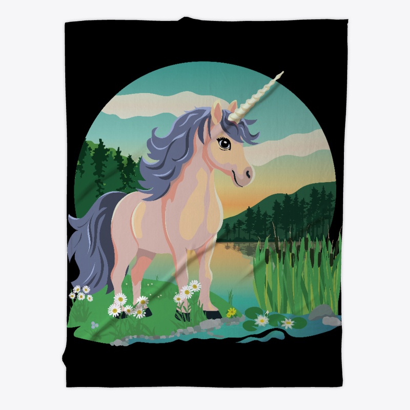 cute unicorn in a summer landscape