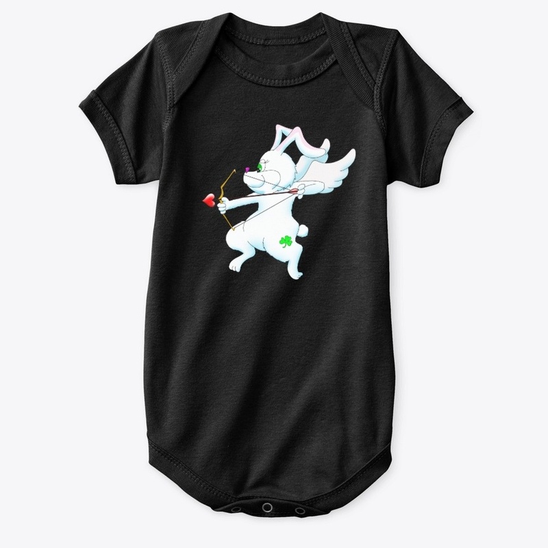Easter Bunny Cupid with Shamrock Tattoo