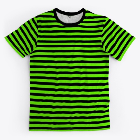 "Emo Stripes Plain Green" Black T-Shirt Front