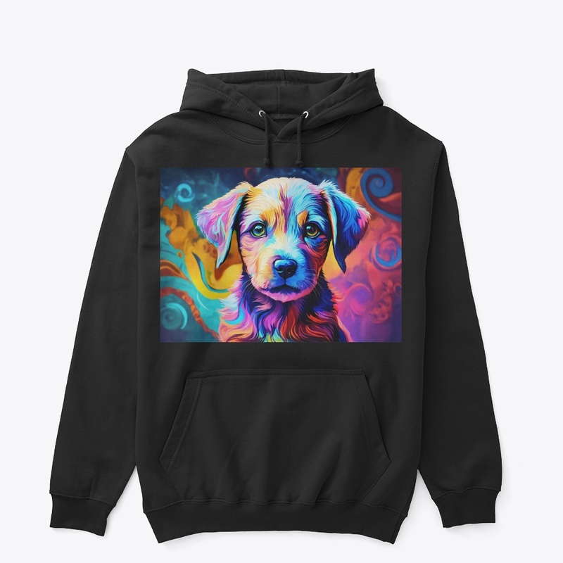 sweet puppy with abstract swirls soulful