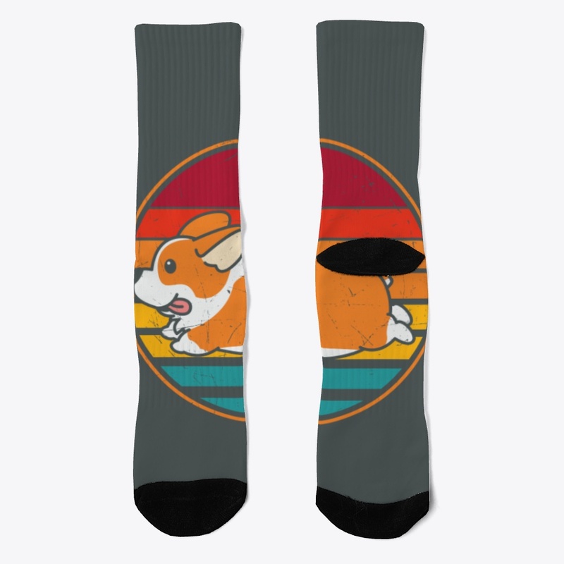 Cute Corgi With Rainbow Background