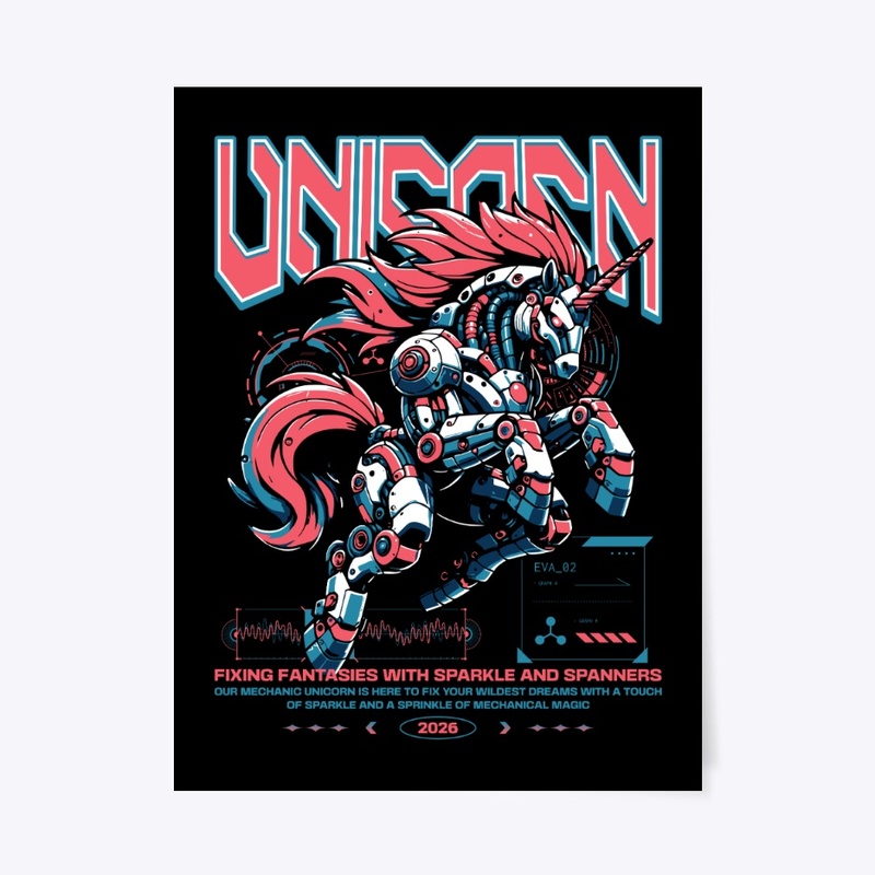 Mechanic Unicorn Animal Future Horse Y2K