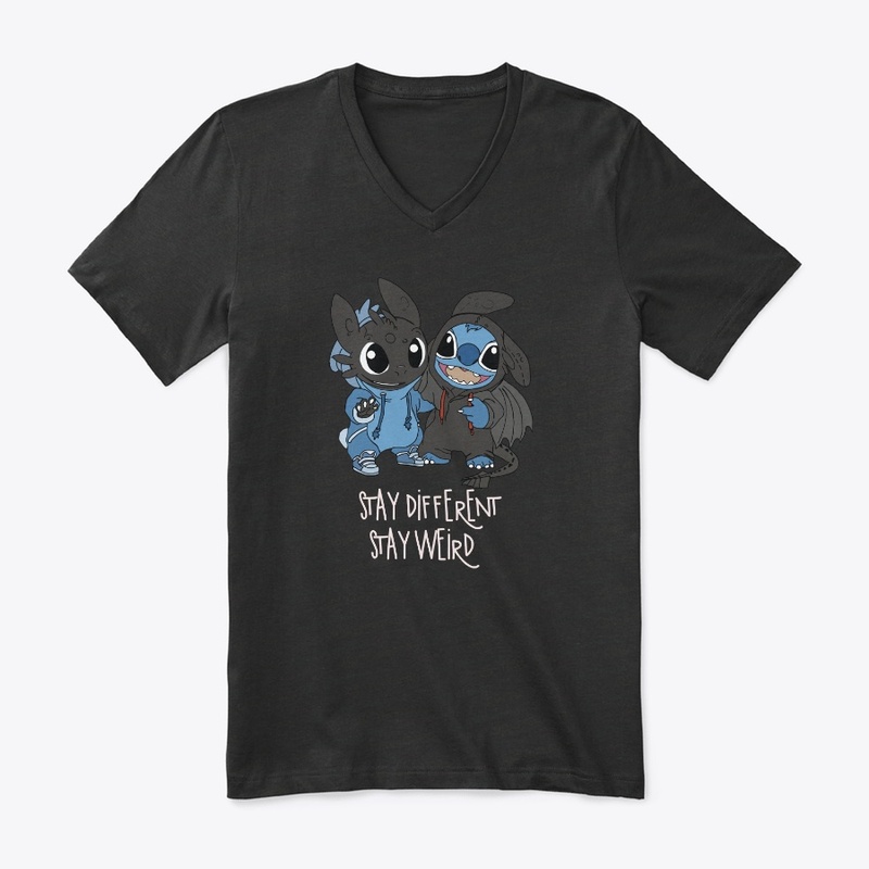 Cute Stitch and Toothless T-shirt