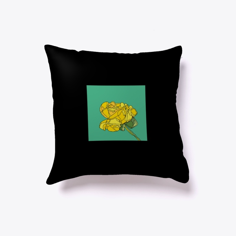 Yellow Rose on Seafoam Green