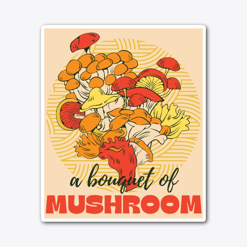A bouquet of mushroom round background