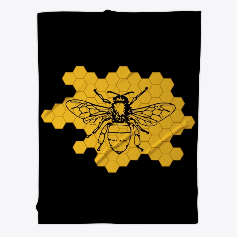 Black Bee on Yellow Honeycomb