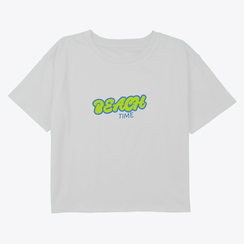 Beach Time fun Tee Green  Blue letters