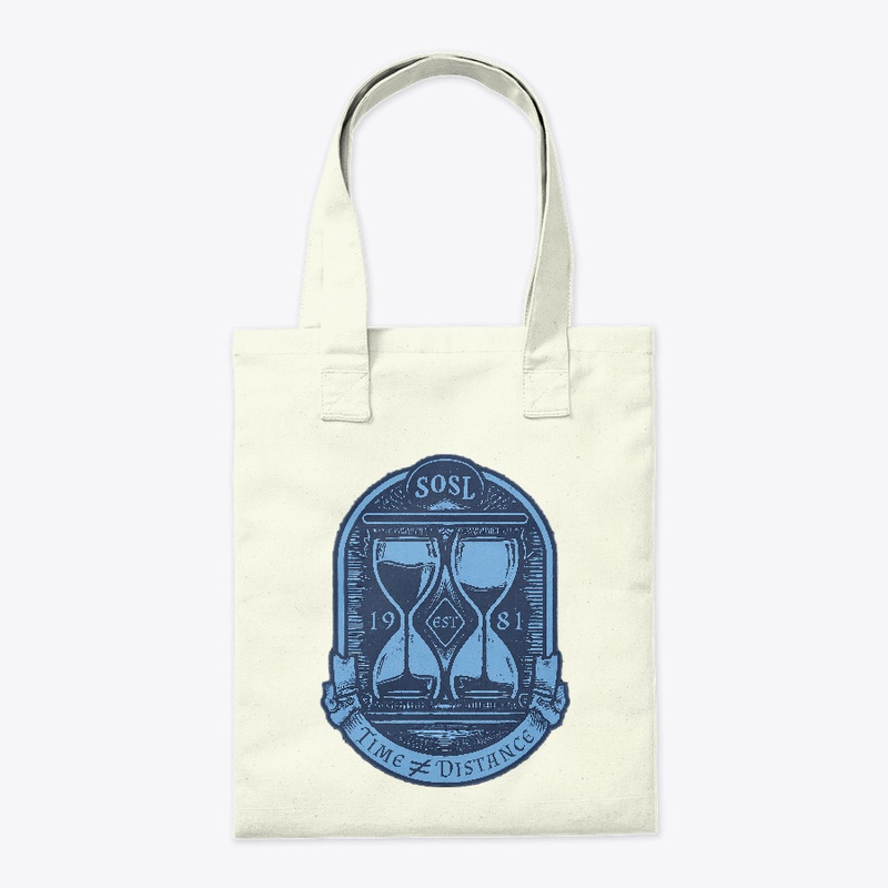 Time is not distance tote bag cornflower