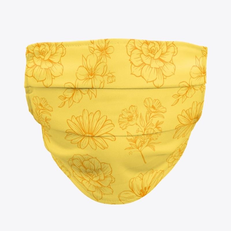 Flower Print Face Mask - Yellow