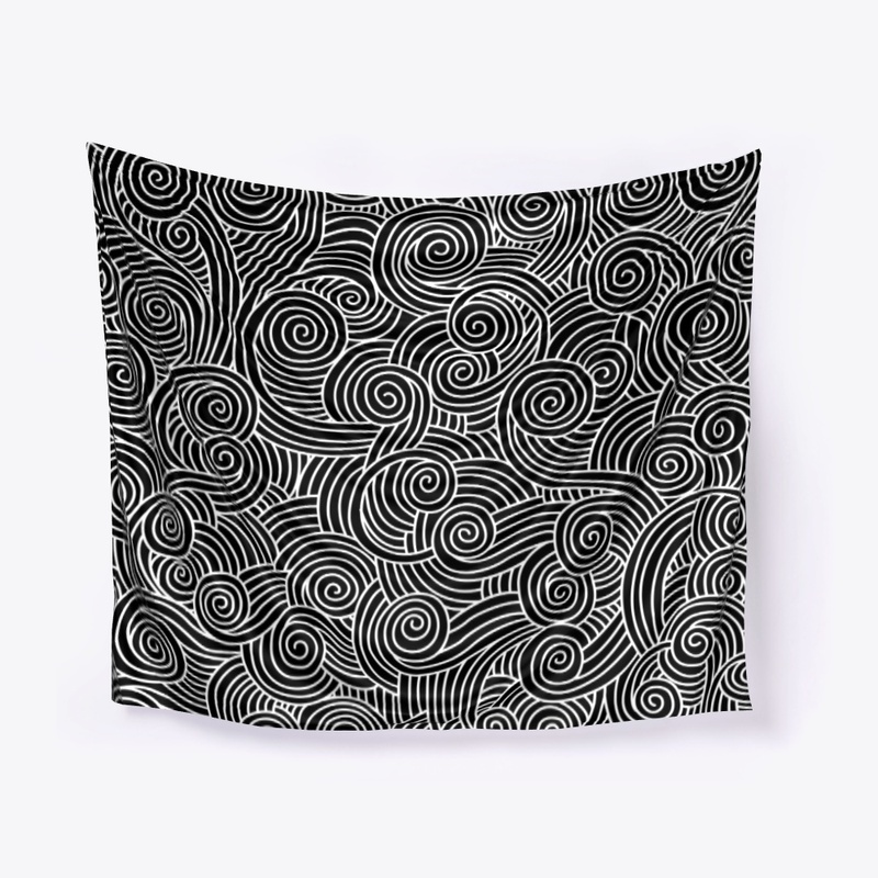 Wall Tapestry Doodle White