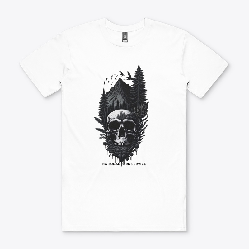 National Parks Black and White Skull tee