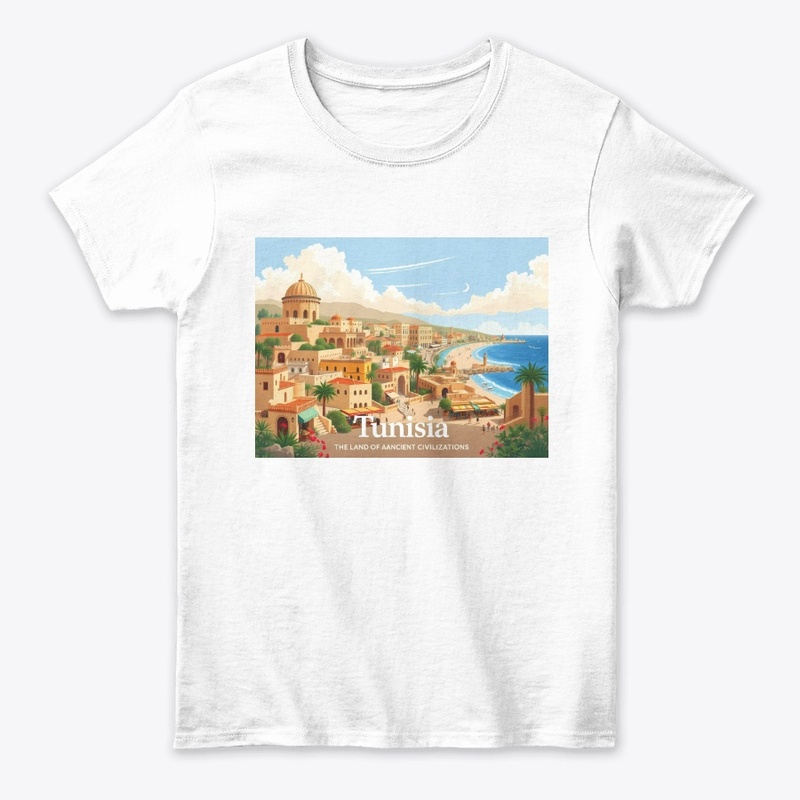 Tunisia Coastal Cityscape Art