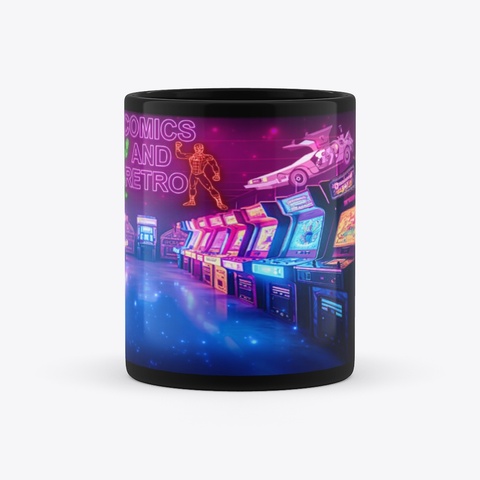 Comics And Retro Arcade Mug Black áo T-Shirt Right
