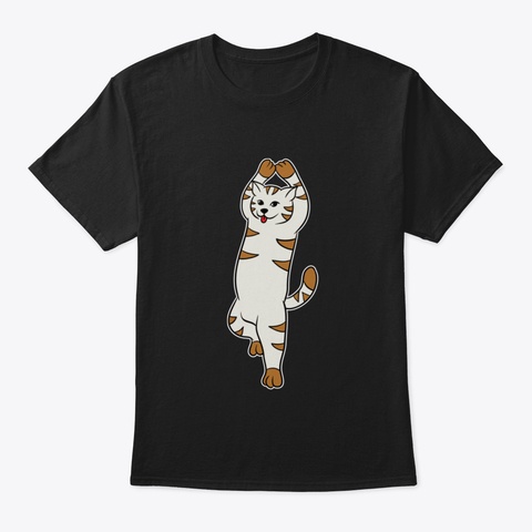 Kids Yoga Cat Black T-Shirt Front