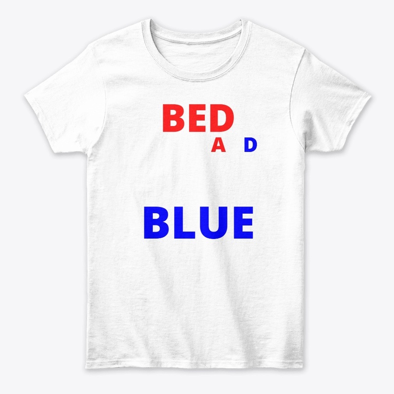 Bed white and blue funny independence na