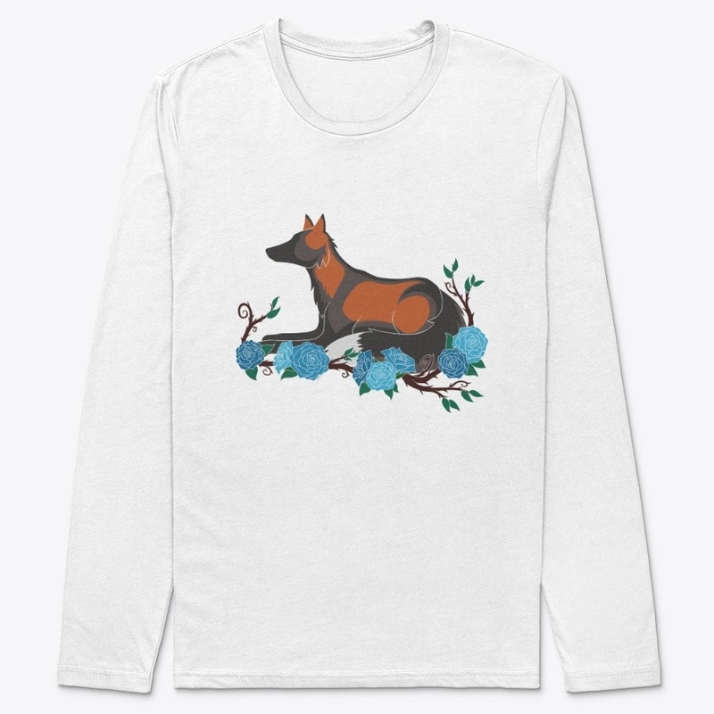 Plain laying fox with roses