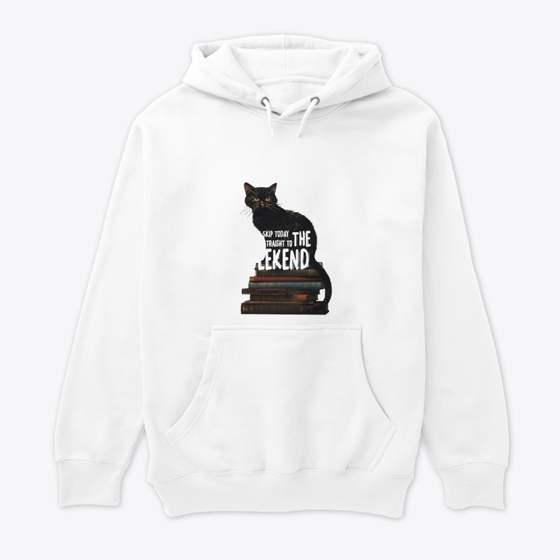 Black Cat on Books "Skip to the Weekend"