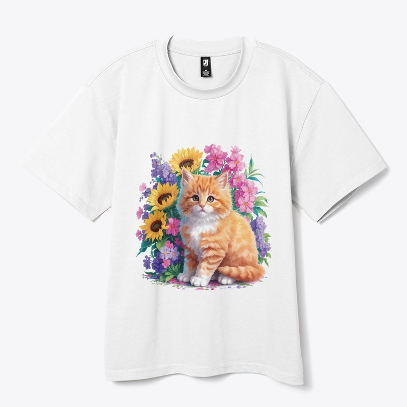 Kitten Amid the Cherry t-shirt design