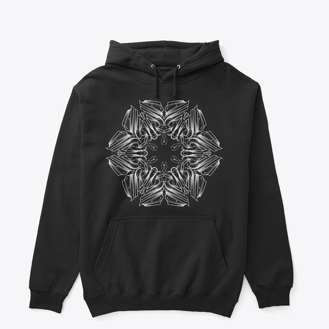 Mandala Calligraphy Black And White Black T-Shirt Front
