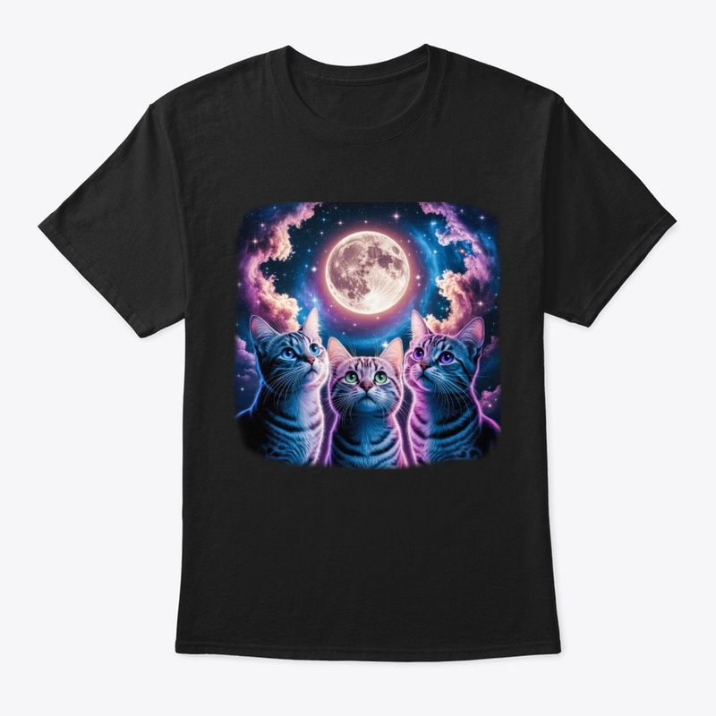 Funny Cat Three Cat Moon 3 Wolfs Cute