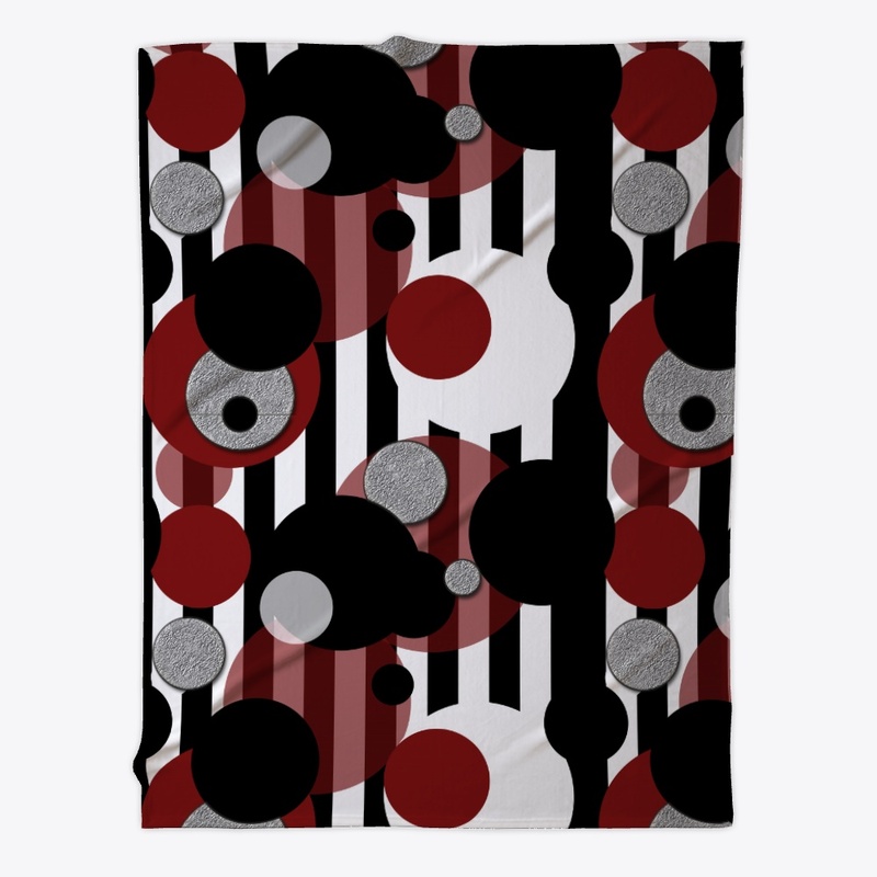 Black White Stripes Red Dots