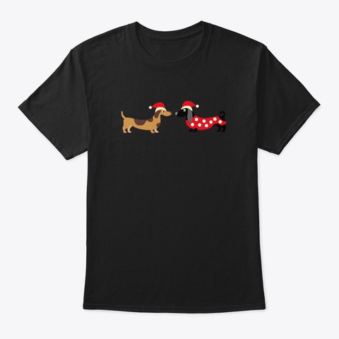 Christmas Daschunds Santa Daschund Black T-Shirt Front