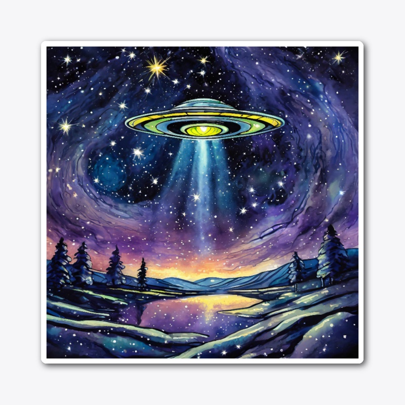 A UFO flying above a landscape