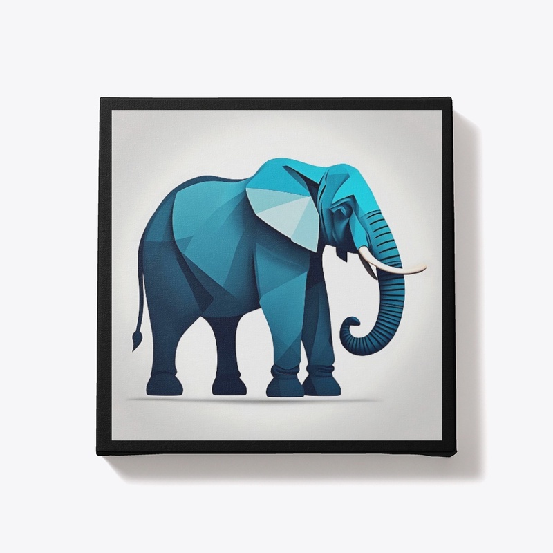 Geometric Blue Elephant – Animal Art