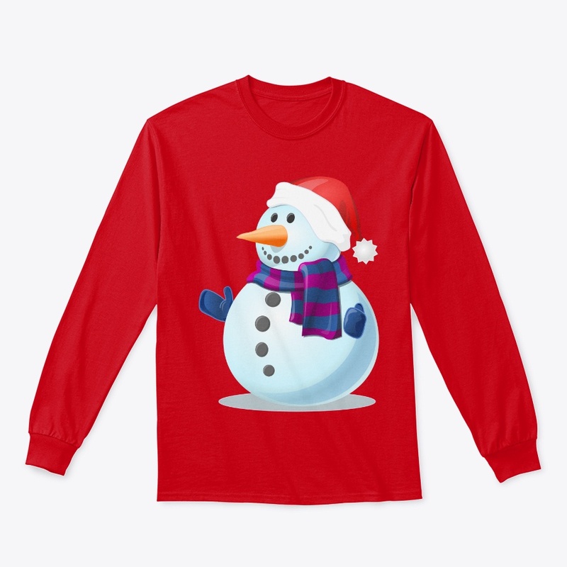 Snow man wearing santa hat design