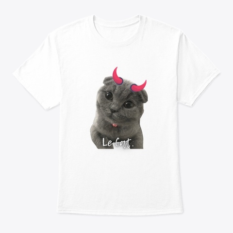 Le Cat. White T-Shirt Front