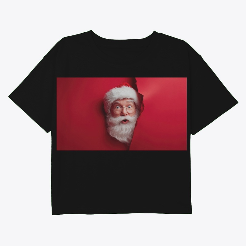 Surprised Santa Peeking Through Red