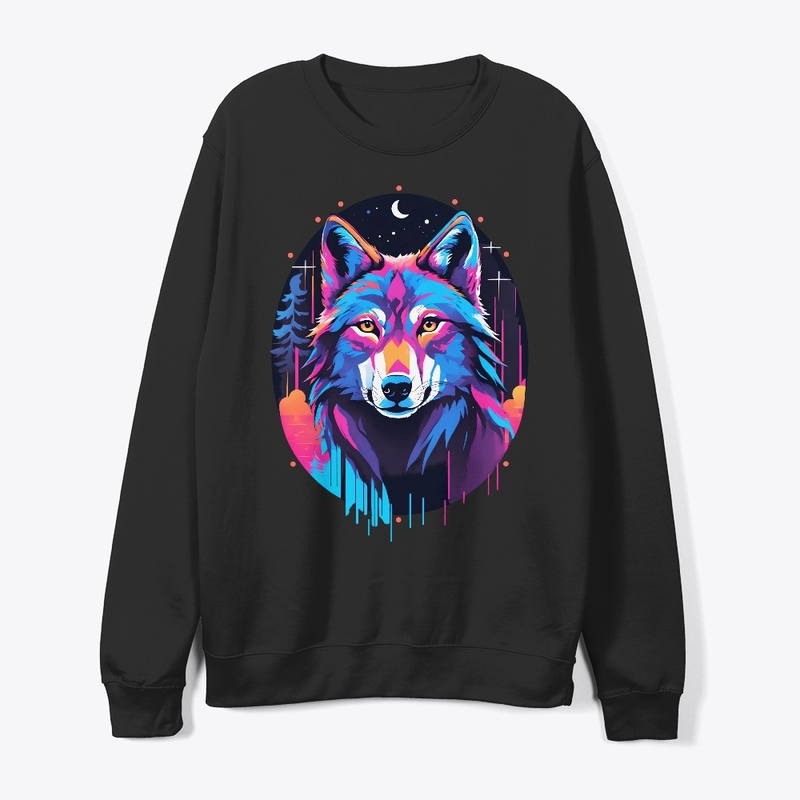 Eerie Neon Blacklight Wolf Shirt