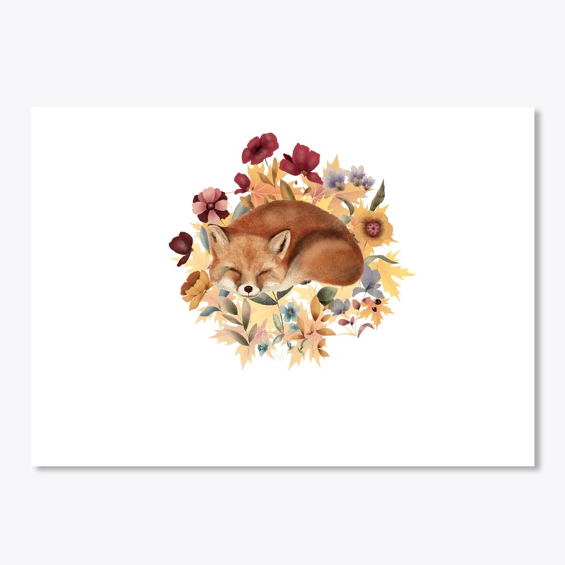 Cute Sleeping Fox With Autumn Vibe