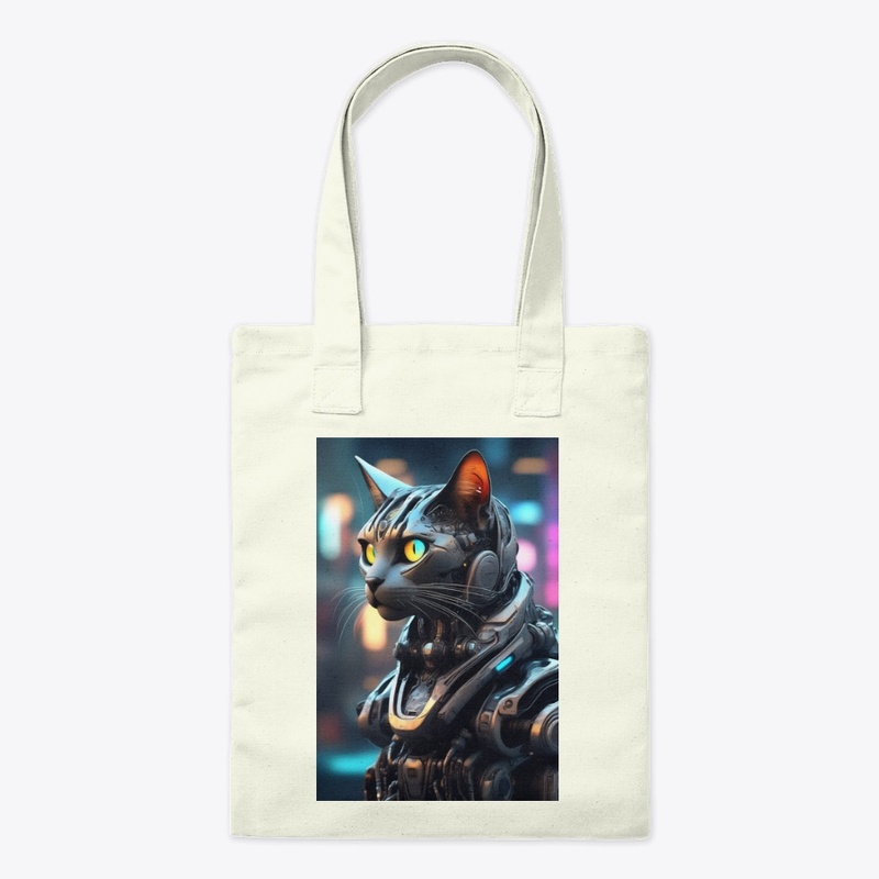 Cybernetic Cat in Neon Glow