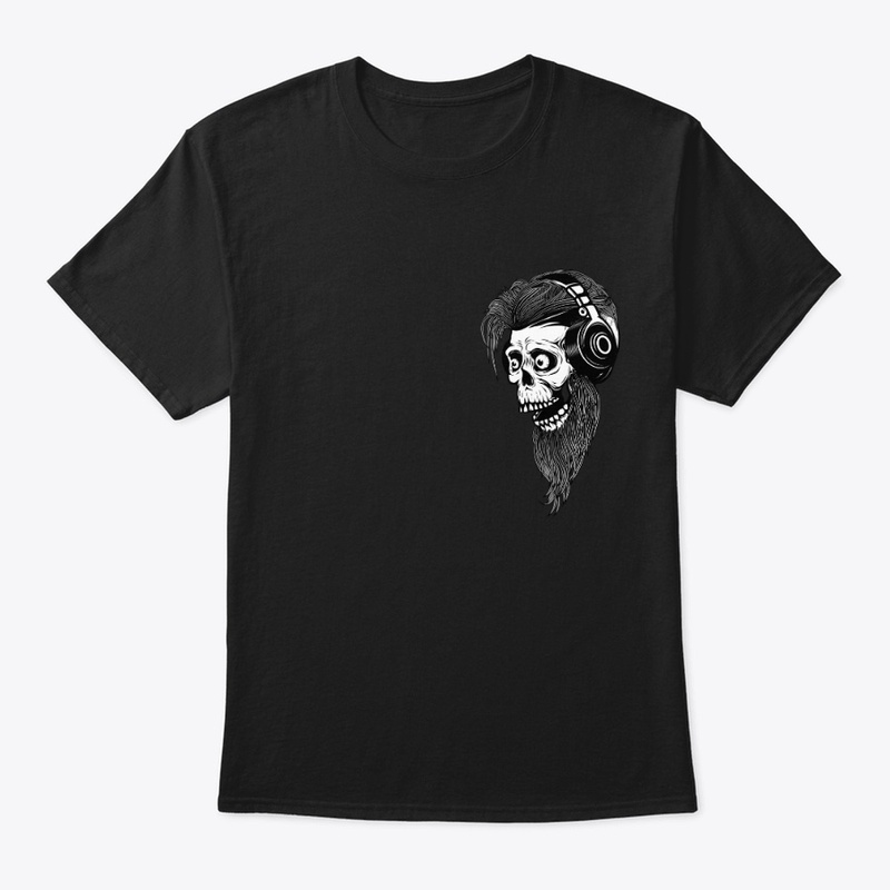 skull hipster headphones tee