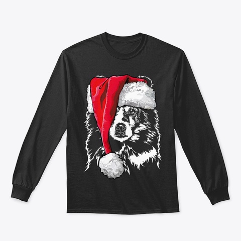 Funny Shetland Sheepdog Sheltie Santa Ch Black T-Shirt Front