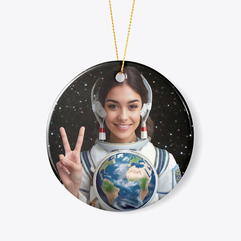 Space woman peace sign