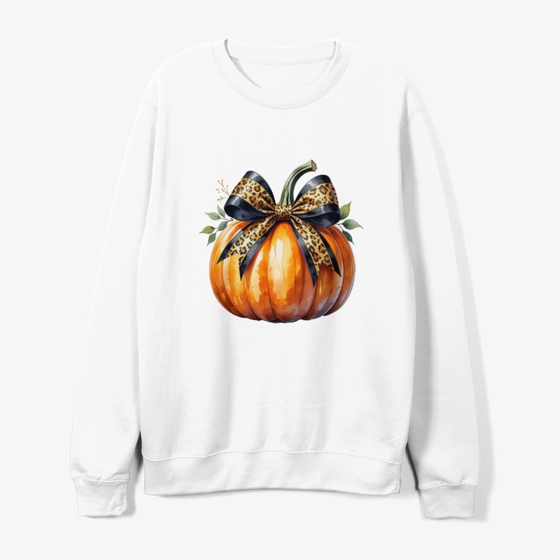 Pumpkin with Cheetah Print Bow T-Shirt