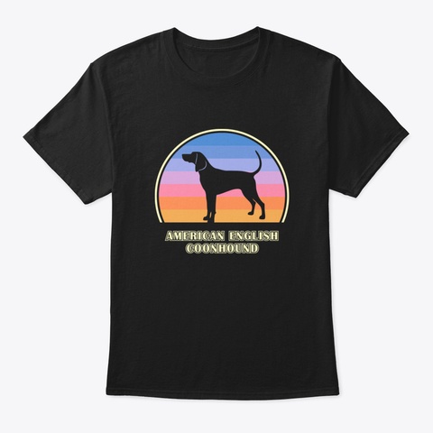 American English Coonhound Vintage Sunse Black T-Shirt Front