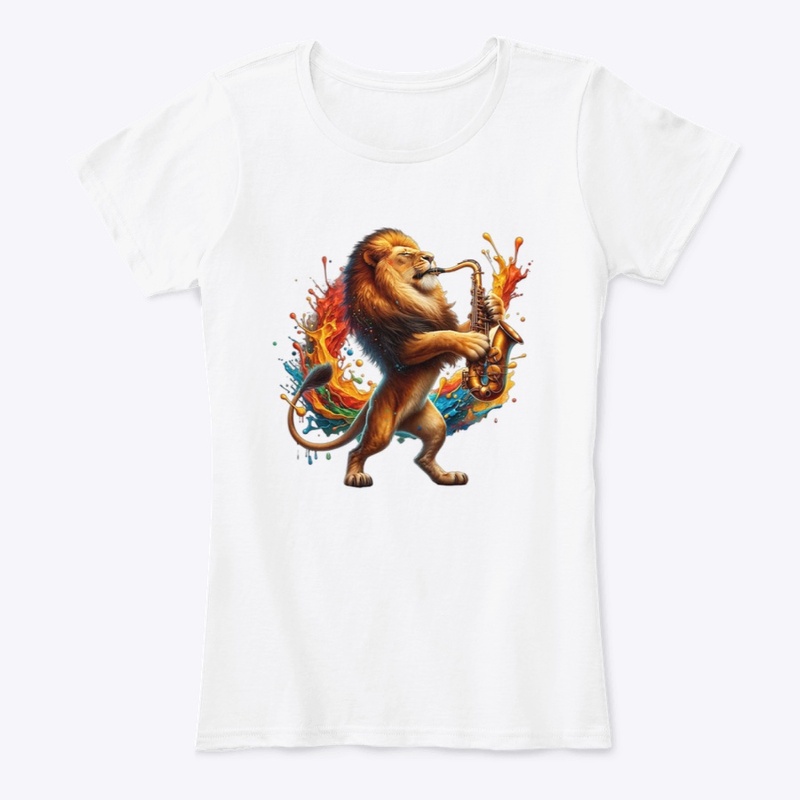 Lion playing saxophone