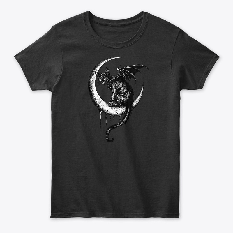  Gothic Black Cat Bat Wings Crescent