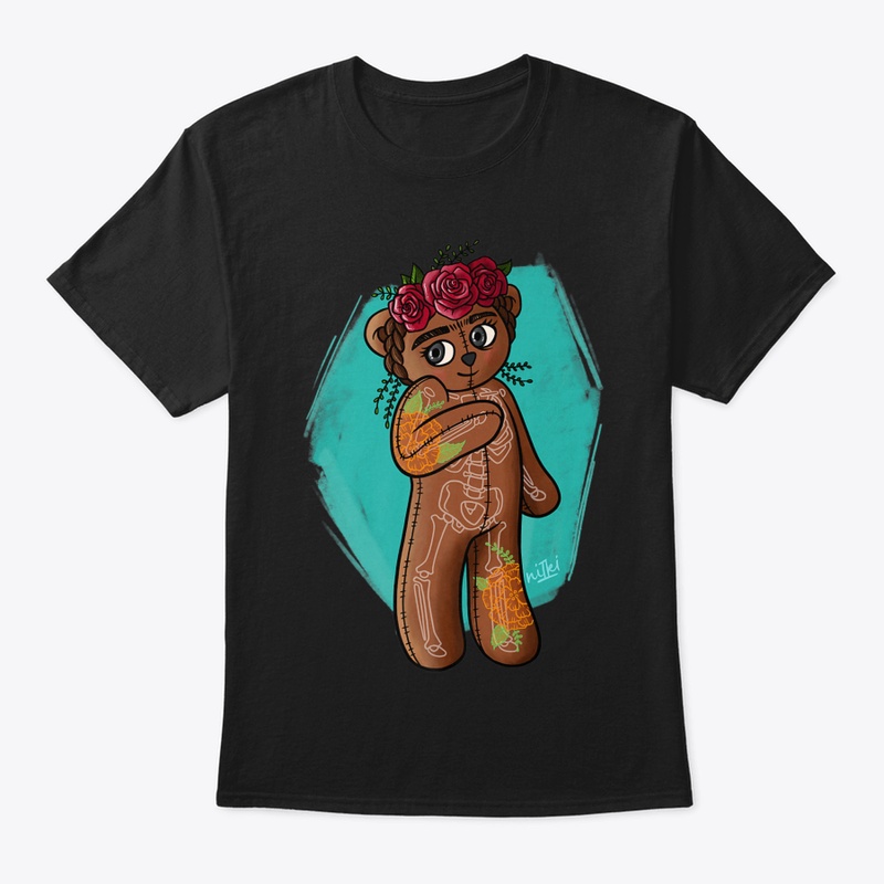 Floral Skeletal Teddy Bear Premium T Shi