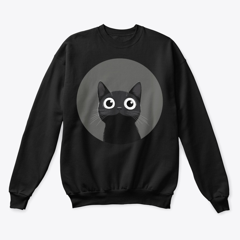 Cute Black Cat on Gray Moon