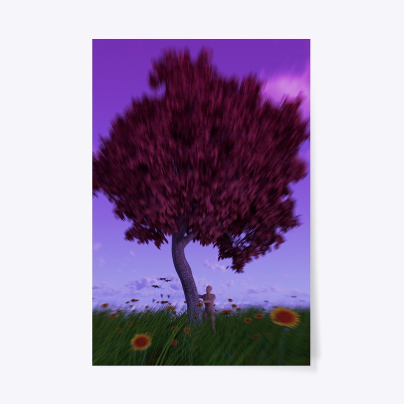 Landscape of man admiring a tree