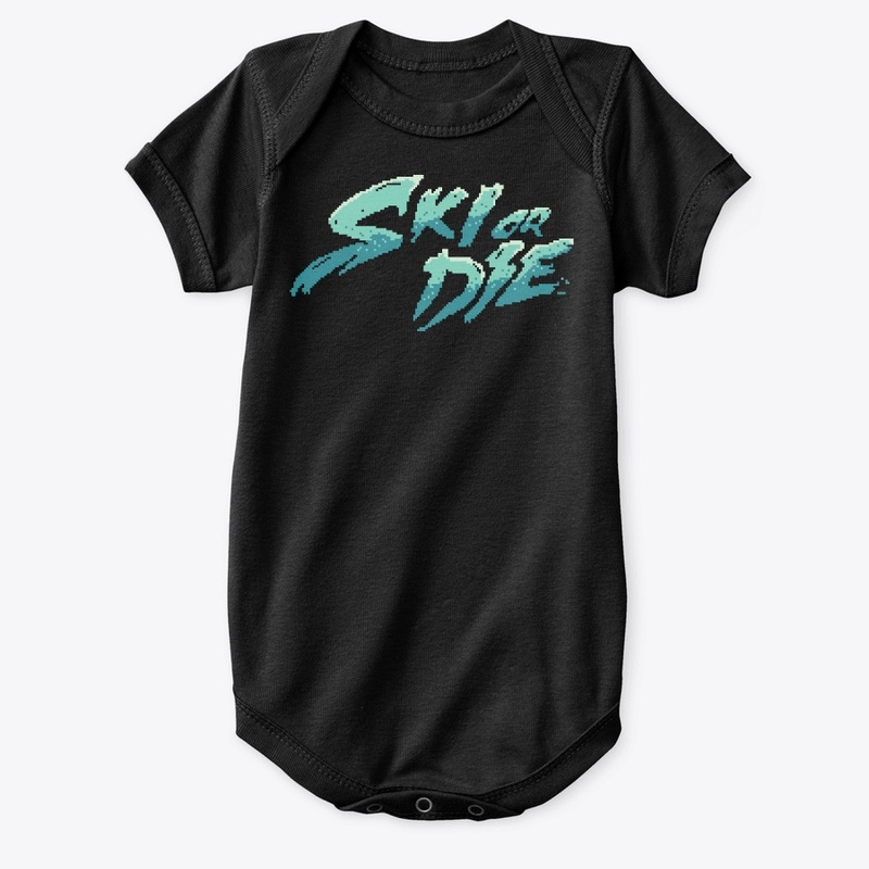 Ice Sunset Ski or die Pixel art Logo